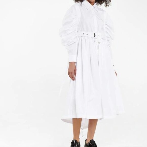 NWT$3195 ALEXANDER MCQUEEN Parka Balloon Puff Sleeve Poplin Midi Shirt Dress 40 - Picture 16 of 16